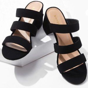 Faux Nubuck Strap Block Heels